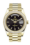 Rolex Day-Date 40 Black Motif Dial Diamond Bezel 18K Yellow Gold President Men's Watch 228348RBR 228348