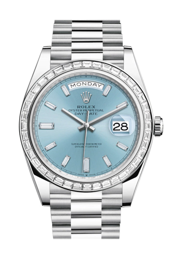 Platinum day date 40 baguette dial Outlet