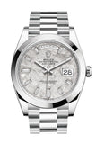 Rolex Day-Date 40 Meteorite Baguette Diamond Dial Dial Dome Bezel Platinum President Automatic Men's Watch 228206