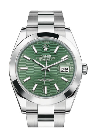 Rolex Datejust 41 Green Fluted Dial Oyster Men's Watch 126300 126300-0021