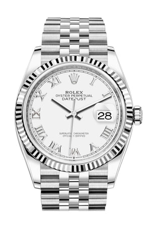Rolex Datejust 36 White Roman Dial Automatic Jubilee Watch 126234