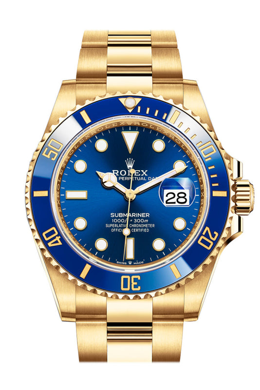 Rolex Submariner 41 Blue Dial Blue Bezel Yellow Gold Watch