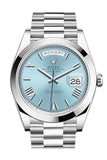 Rolex Day-Date 40 Ice blue Dial Roman Dome Bezel Platinum President Automatic Men's Watch 228206