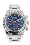 Rolex Cosmograph Daytona 40 Blue Dial White Gold Oyster Mens Watch 116509