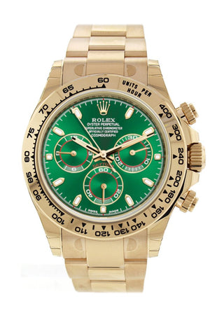 Rolex Cosmograph Daytona Green Dial 18K Yellow Gold Oyster Mens Watch 116508