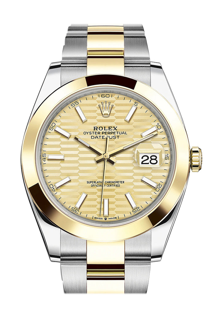 Rolex Datejust 41 Champagne Fluted Dial 18k Yellow Gold Oyster Men's Watch 126303 126303-0021