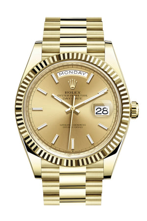 Rolex Day-Date 40 Champagne Dial 18K Yellow Gold President Automatic Men's Watch 228238