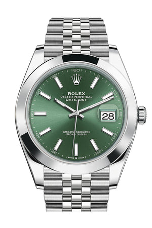 Rolex Datejust 41 Green Stick Dial Jubilee Men's Watch 126300 126300-0020