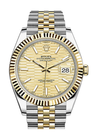 Rolex Datejust 41 Champagne Fluted Dial 18k Yellow Gold Jubilee Men's Watch 126333 126333-0022