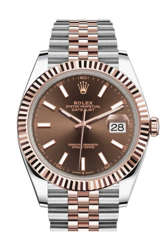 ROLEX Datejust 41 Chocolate Dial 18K Rose Gold and Steel Men's Watch 126331