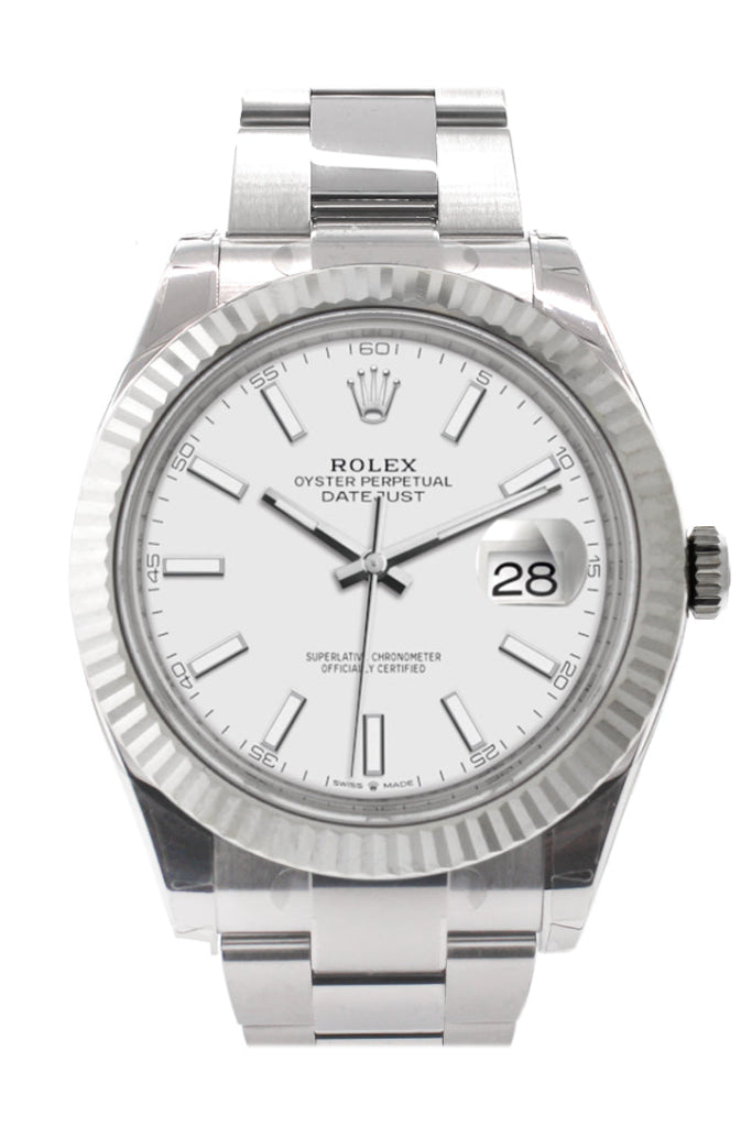 Rolex datejust 41 best sale white dial fluted bezel