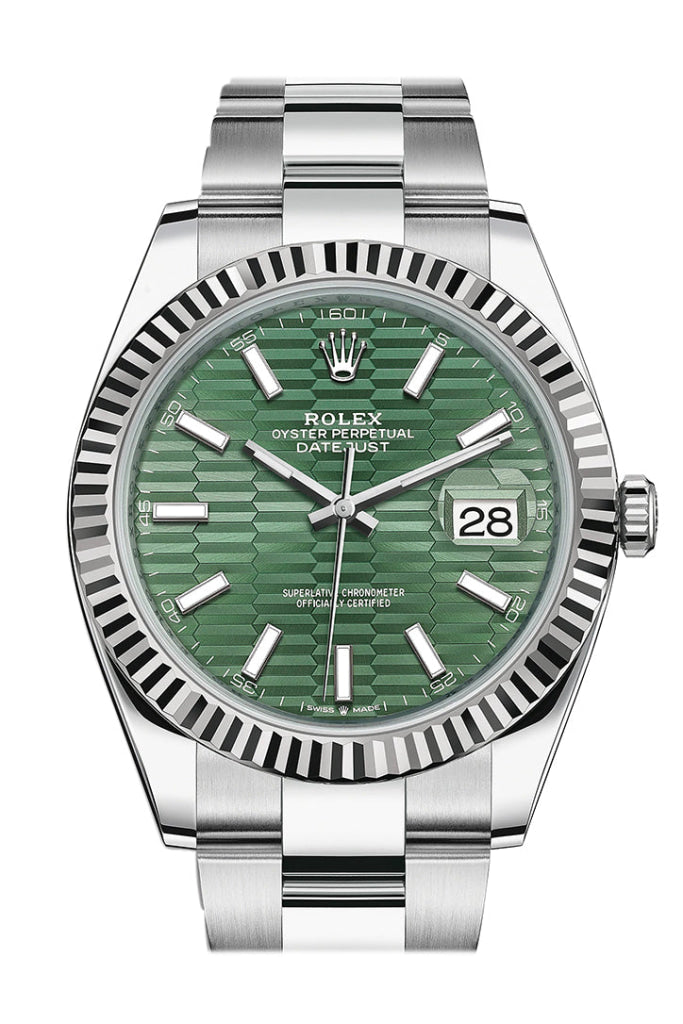 Rolex Datejust 41 Green Fluted Dial White Gold Oyster Men s Watch