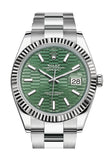 Rolex Datejust 41 Green Fluted Dial White Gold Oyster Men's Watch 126334 126334-0029