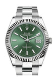 Rolex Datejust 41 Green Stick Dial White Gold Oyster 126334 126334-0027