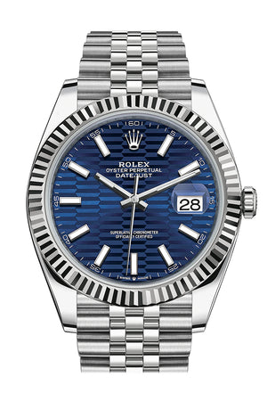 Rolex Datejust 41 Blue Fluted Dial White Gold Jubilee 126334 126334-0032