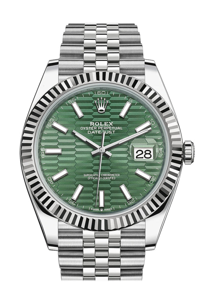 Rolex Datejust 41 Green Fluted Dial White Gold Jubilee 126334