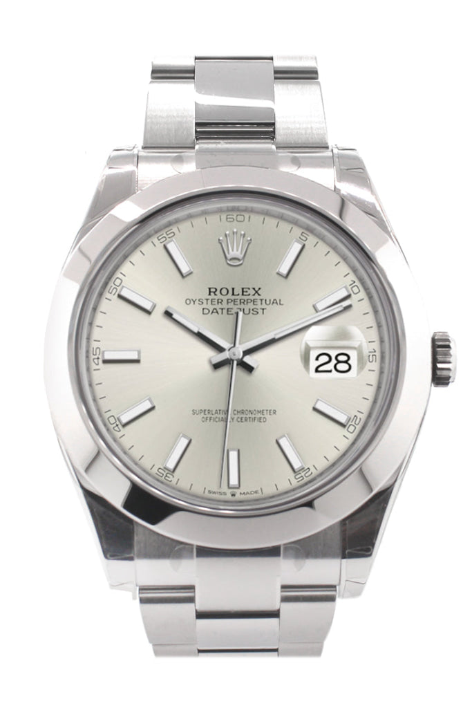 Rolex 126300 Datejust 41 Silver Dial Smooth Bezel Mens Watch