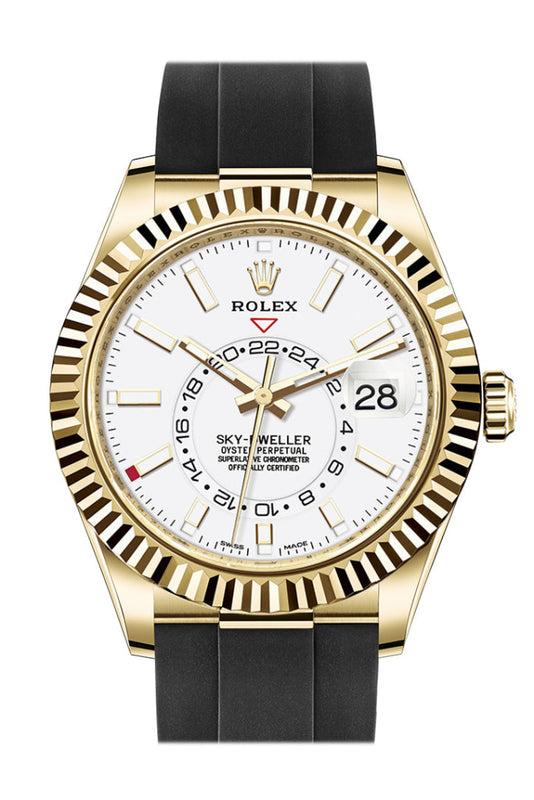 ROLEX Sky Dweller 42 White Dial 18K Yellow Gold Men s Watch 326238