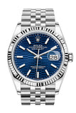 Rolex Datejust 36 Bright Blue Fluted Motif Dial Fluted Jubilee Watch 126234