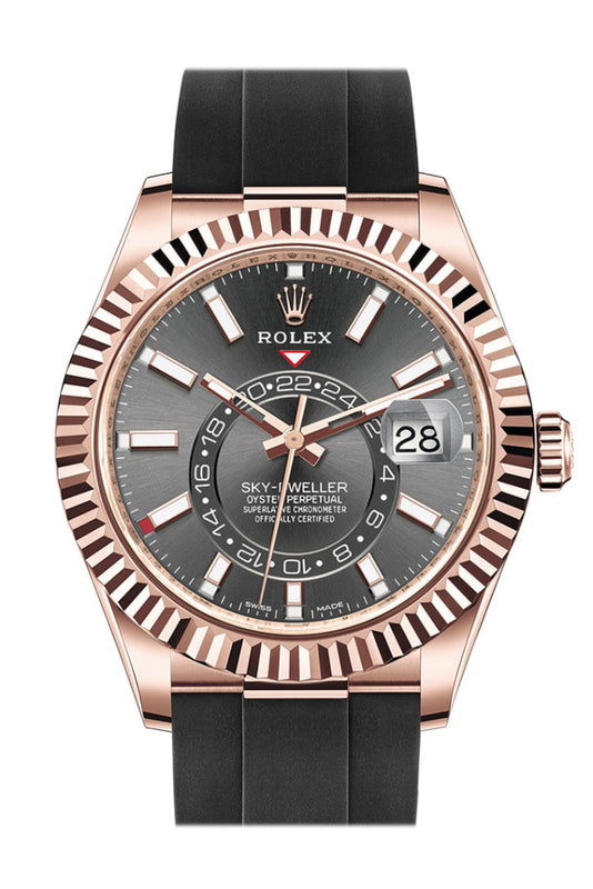 ROLEX Sky Dweller 42 Rhodium Dial 18K Rose Gold Men s Watch 326235
