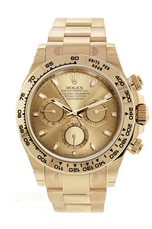 Rolex Cosmograph Daytona Champagne Dial Mens 18Kt Yellow Gold Oyster Watch 116508