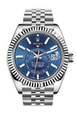 Rolex Sky Dweller Blue Dial 18K White Gold Bezel Steel Jubilee Men's Watch 326934