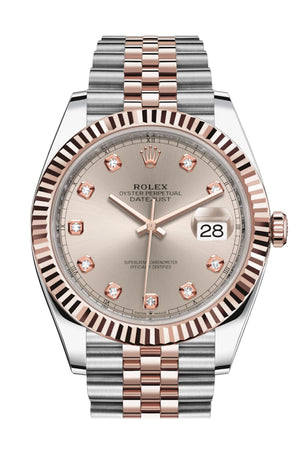 Rolex Datejust 41 Sundust Diamond Dial 18K Rose Gold Men's Watch 126331
