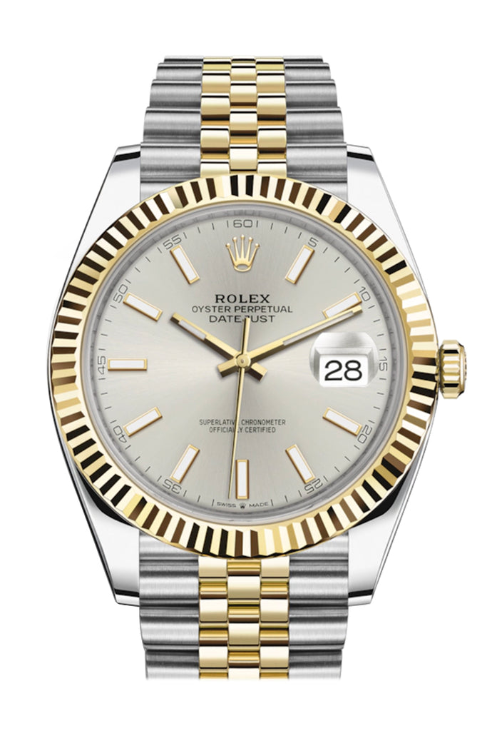 Rolex Datejust 41 Silver Dial Steel 18K Yellow Gold Jubilee Men's Watch 126333
