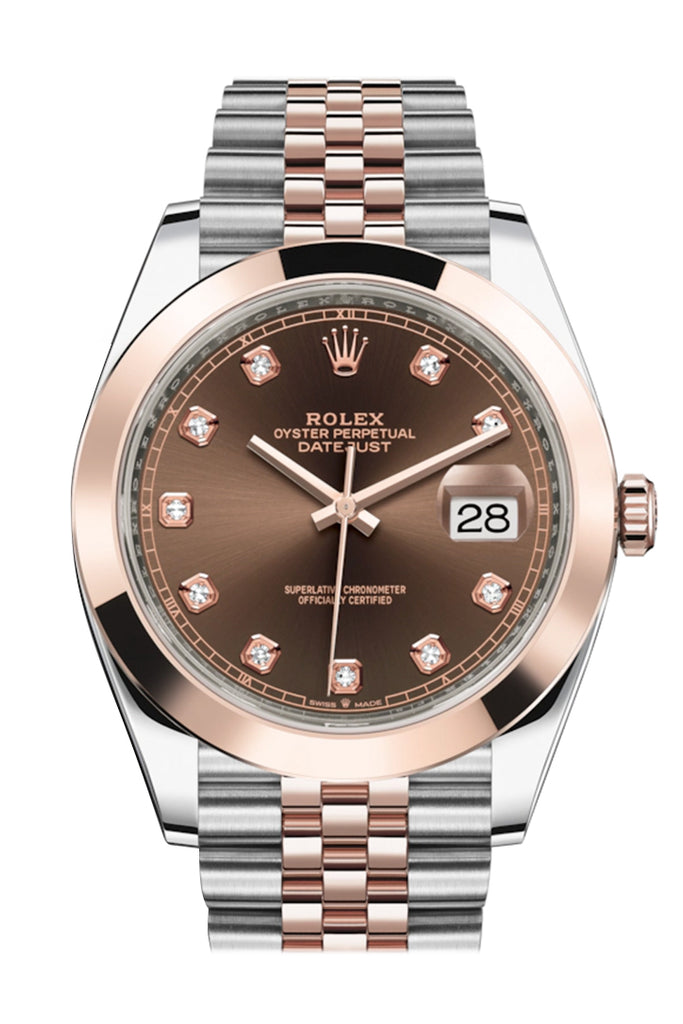 Rolex Datejust 41 Chocolate Brown Dial Steel and 18K Rose Gold Men's Watch 126301