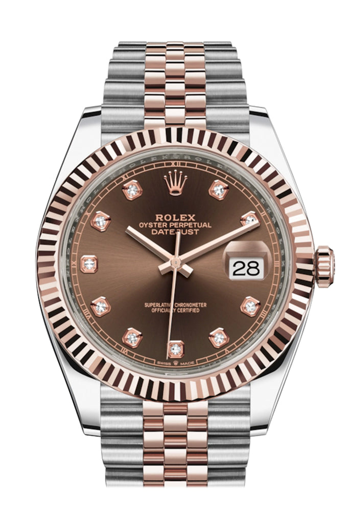 Rolex Datejust II 41 Chocolate Set Diamonds Dial 18K Rose Gold Mens Watch 126331