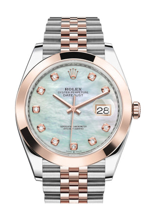 Rolex Datejust 41 Mother-of-pearl set with Diamonds Dial Rose Gold Jubilee Mens Watch 126301