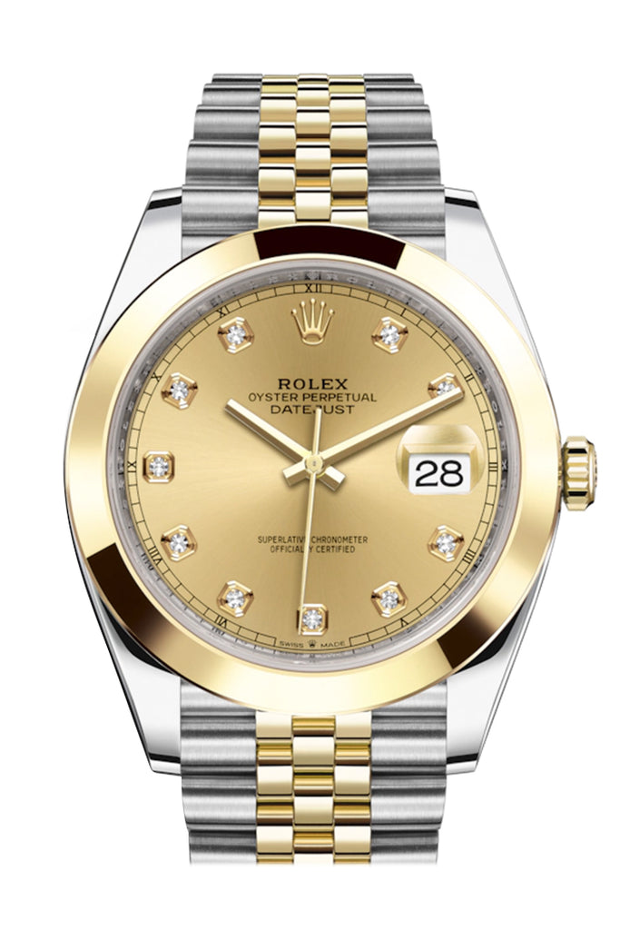 Rolex Datejust 41 Champagne Diamond Dial Steel and 18K Yellow Gold Jubilee Men's Watch 126303