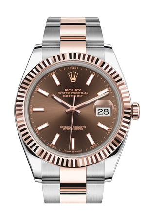 ROLEX Datejust 41 Chocolate Dial Rose Gold And Steel Men's Watch 126331
