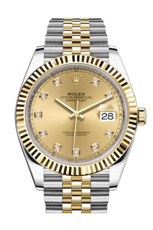 126333 Datejust 41 Champagne Diamonds Gold | WatchGuyNYC