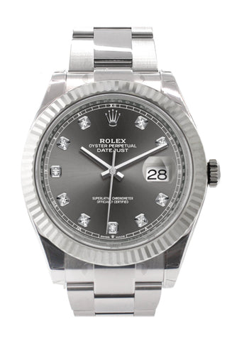 Rolex 126334 Datejust 41 Dark Rhodium Set with Diamonds Dial Gold