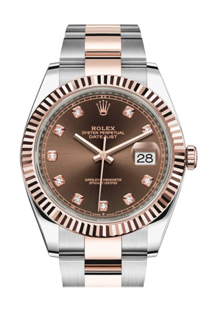 Rolex Datejust 41 Chocolate Diamond Dial Steel and 18K Rose Gold Oyster Men's Watch 126331