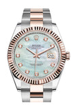 Rolex Datejust 41 Mother-of-pearl set with Diamonds Dial Rose Gold Fluted Bezel Mens Watch 126331