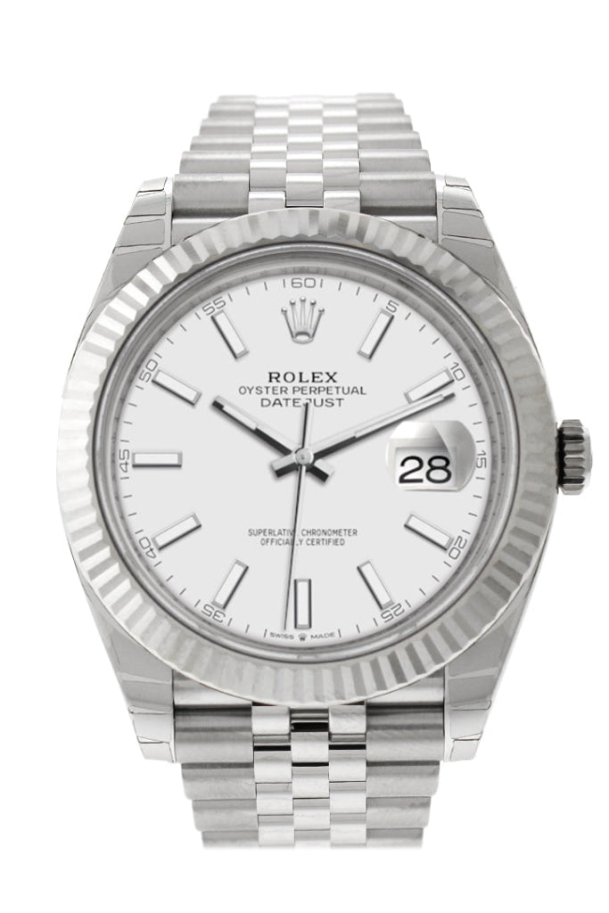 Rolex 126334 Datejust 41 White Dial Gold Bezel Jubilee WatchGuyNYC