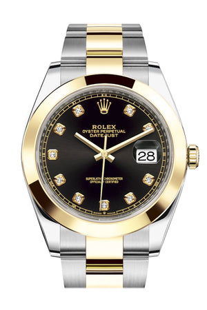 Rolex Datejust 41 Black Diamond Dial Steel and 18K Yellow Gold Oyster Men's Watch 126303
