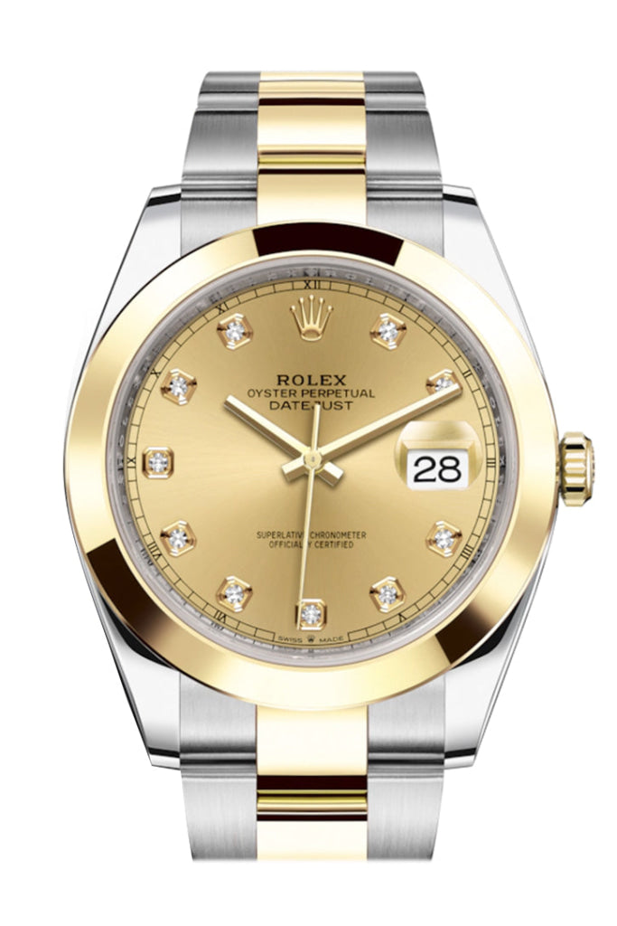 Rolex Datejust 41 Champagne Diamond Dial Steel And 18K Yellow Gold Oyster Men’s Watch 126303