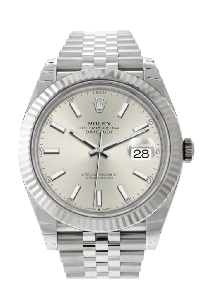Rolex datejust 41 silver dial fluted bezel Clearance