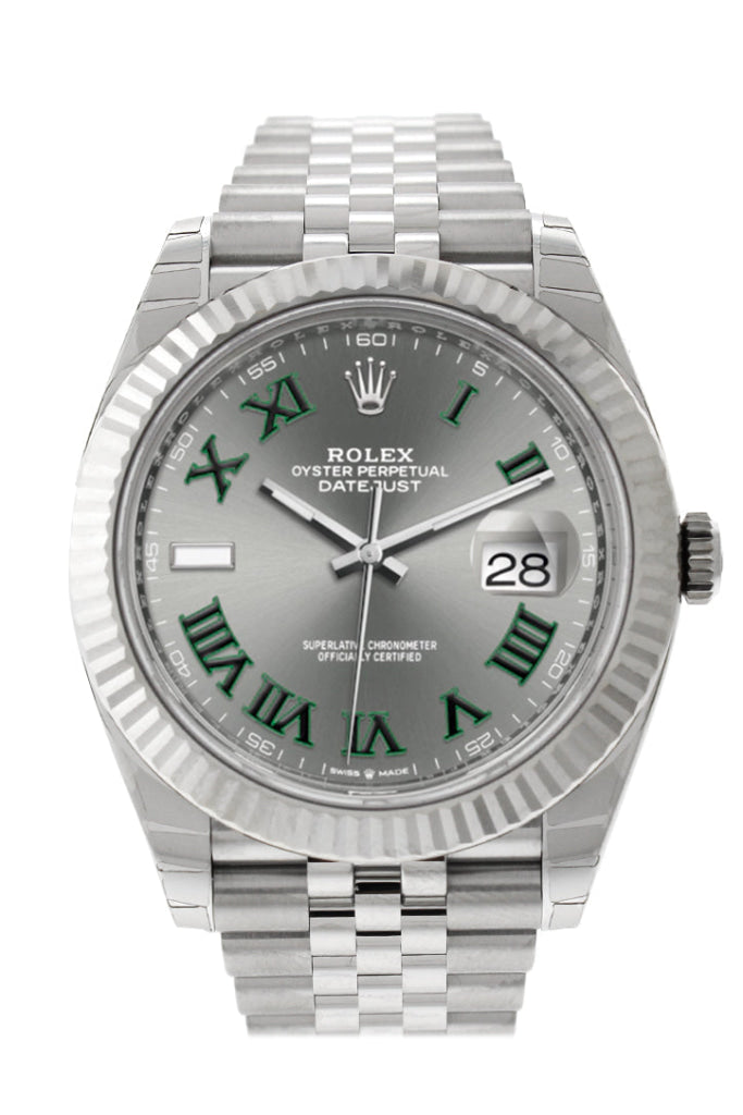 Rolex 126334 Datejust 41 Slate Roman Dial White Gold Bezel Jubilee WatchGuyNYC