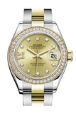 Rolex Datejust 28 Champagne Diamond Star Dial Diamond Bezel Yellow Gold Ladies Watch 279383RBR 279383