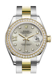 Rolex Datejust 28 Silver Diamond Star Dial Diamond Bezel Yellow Gold Ladies Watch 279383RBR 279383