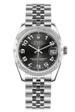 Rolex Datejust 31 Black Concentric Arab Dial Dome Set With Diamonds Bezel Jubilee Ladies Watch