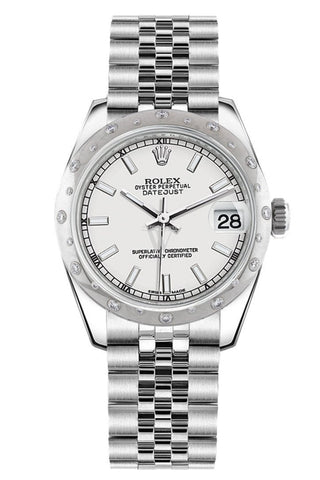 Rolex Datejust 31 White Dial Dome Set With Diamonds Bezel Jubilee Ladies Watch 178344