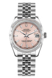 Rolex Datejust 31 Pink Dial Dome Set With Diamonds Bezel Jubilee Ladies Watch 178344
