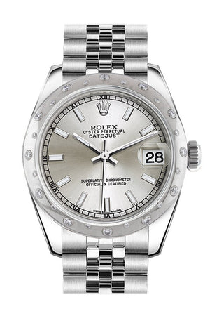 Rolex Datejust 31 Silver Dial Dome Set With Diamonds Bezel Jubilee Ladies Watch 178344 / None