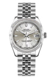 Rolex Datejust 31 Silver Dial Dome Set With Diamonds Bezel Jubilee Ladies Watch 178344