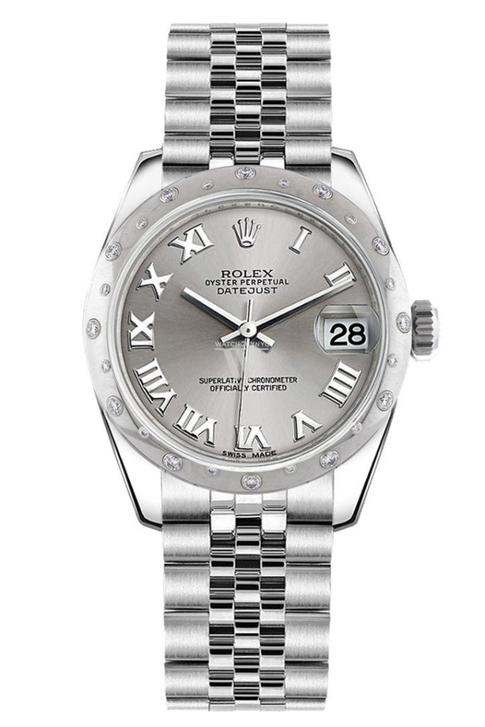 Rolex datejust silver roman dial top
